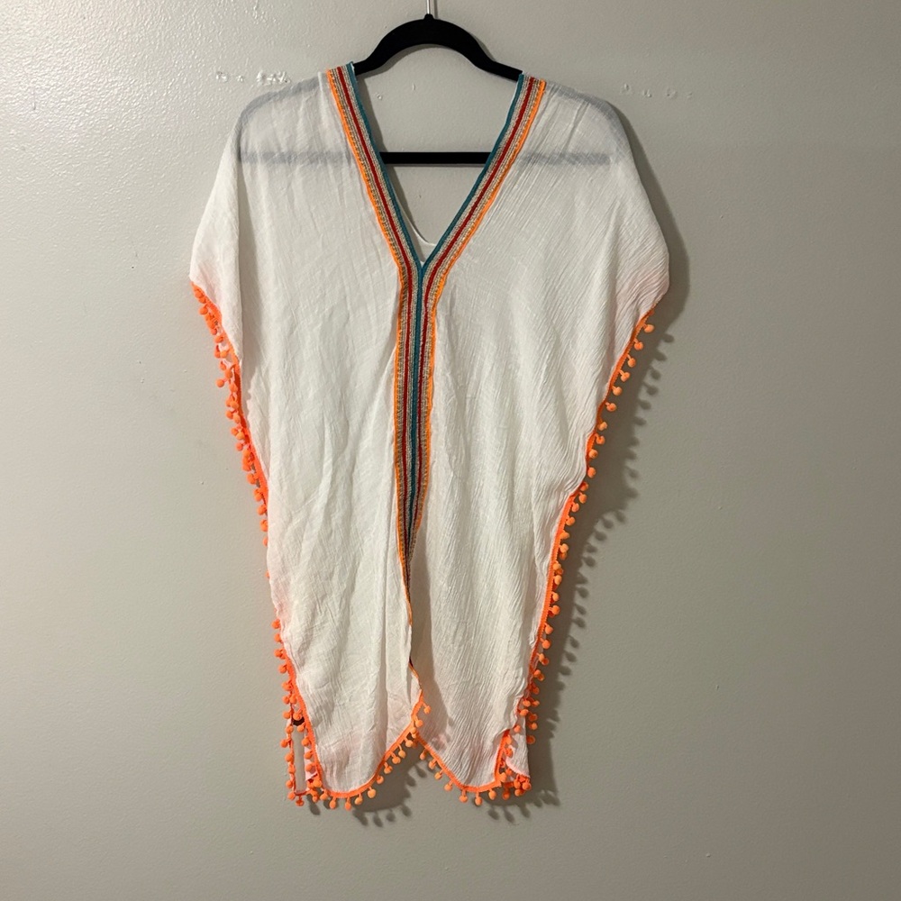 White Cover-Up with Orange Trim